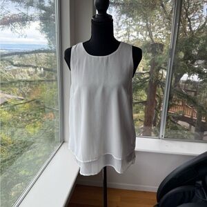 White Sleeveless Layered Tank Top, Small